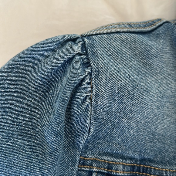 Avec Les Filles Puff Sleeve Denim Romper Shorts Size XS Blue - Picture 12 of 16